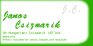 janos csizmarik business card